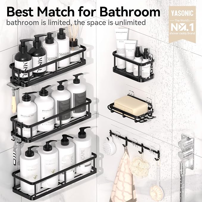 YASONIC Shower Caddy, 100% Rustproof Shower Shelves - Image 7