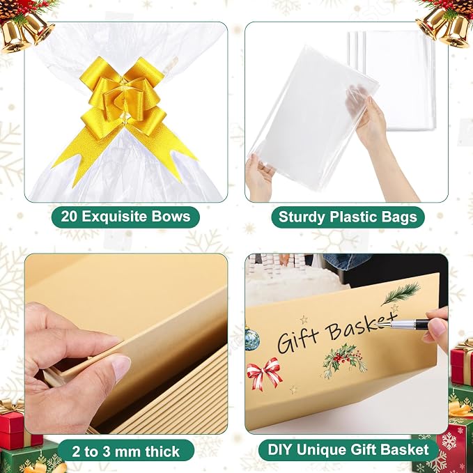 AFOROEOA 20PACK Baskets for Gifts Empty, 10x12”Thick Kraft Gift Basket - Image 5