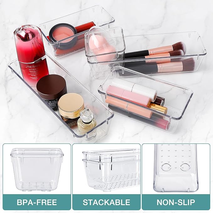 23 PCS Drawer Organizer Set, 5 Varied Size Bathroom and kitchen Drawer cabinet - Image 3