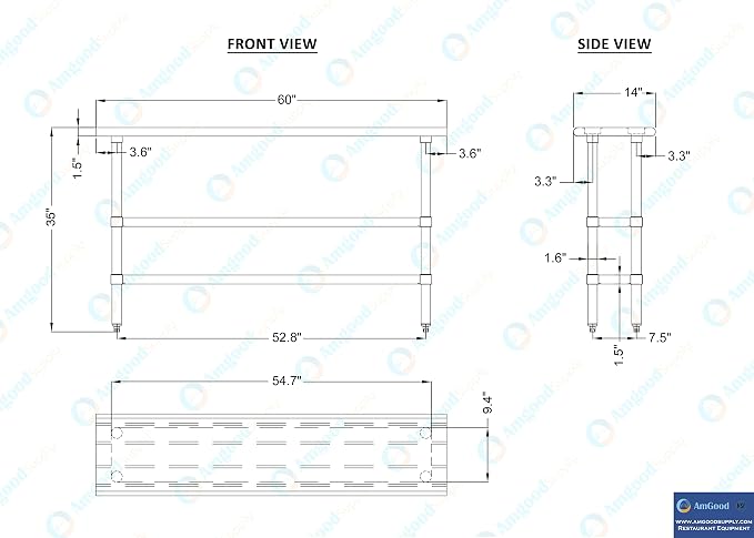 AmGood Stainless Steel Work Table - Image 9