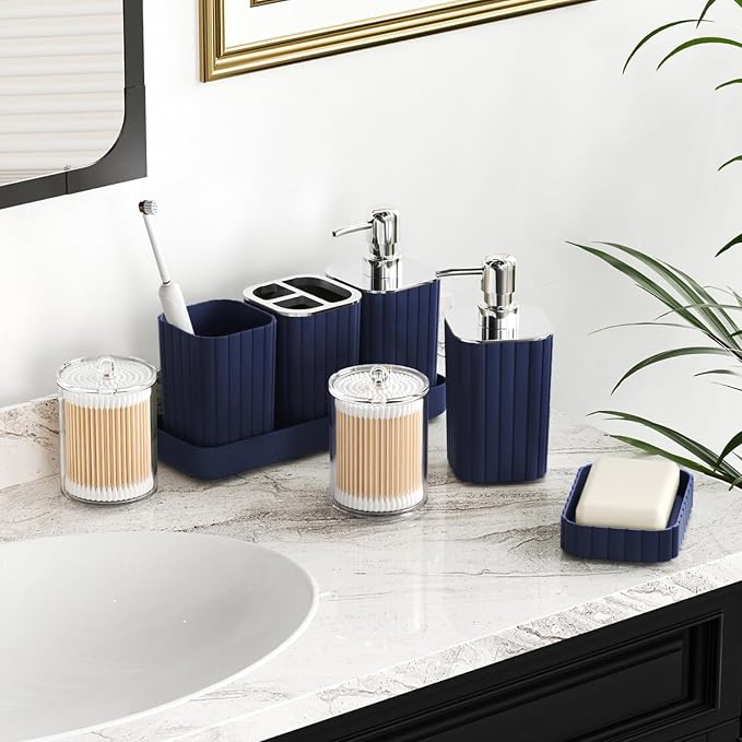 Navy Blue Bathroom Accessories Set - Image 4