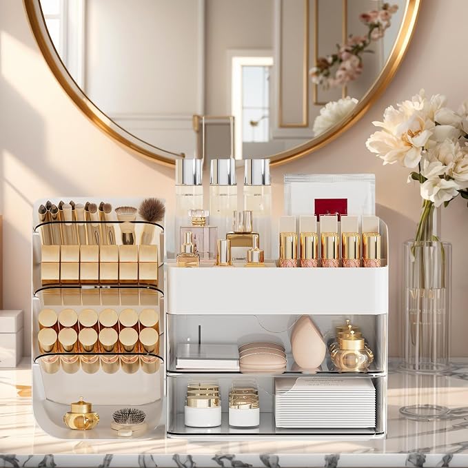Makeup Organizer with 2 M Drawers & Brush Holders - Image 4
