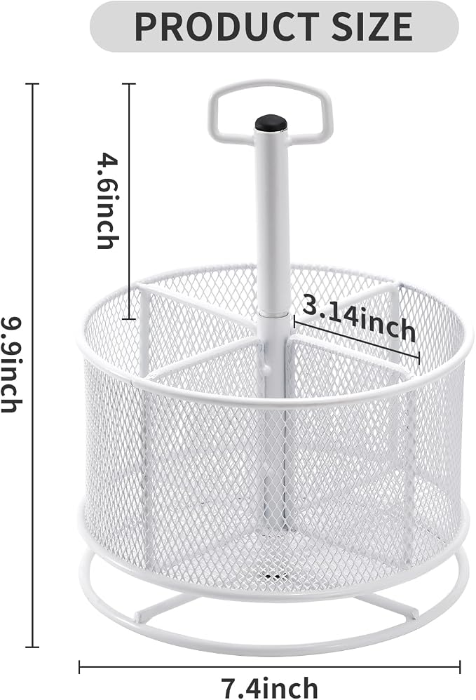 Marbrasse Mesh Desk Organizer, 360-Degree Rotating Multi-Functional Pen Holder - Image 6