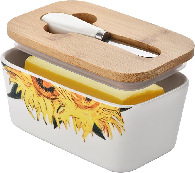 Pretty Sunflower Large Butter Dish by BUYNEED