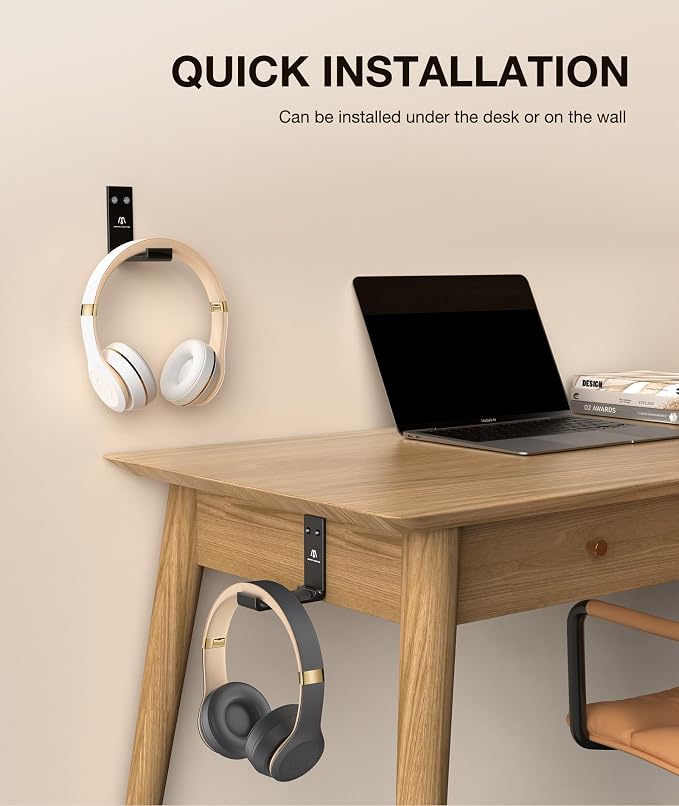Headphone Stand Hanger Foldable Wall Hooks, Save Space Durable Aluminum Headset - Image 5