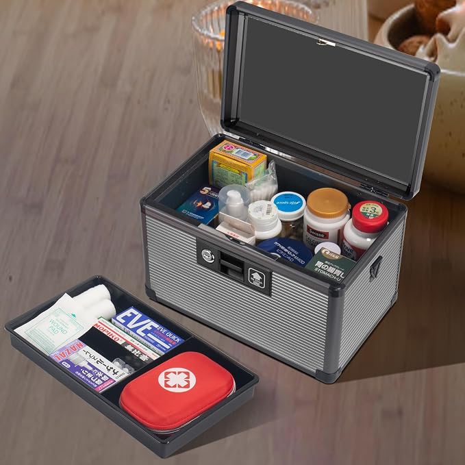 Medicine Lock Box with Key, Alluminum Alloy Box - Image 6