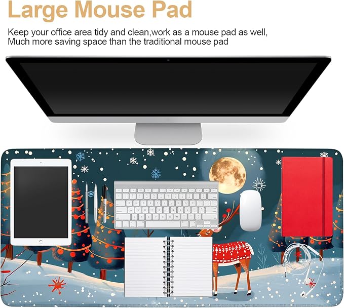 Large Mouse Pad 35.5 x 15.8 Inch, Christmas Reindeer Desk Mat, Gaming Mouse Pad - Image 3