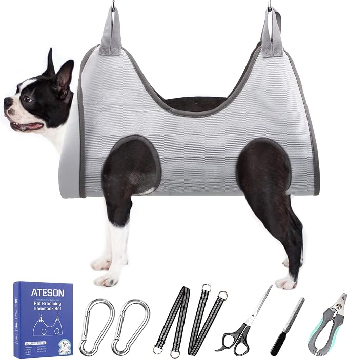 Pet Grooming Hammock Harness for Small Dogs & Cats Nail Trimming, Dog Sling for by ATESON