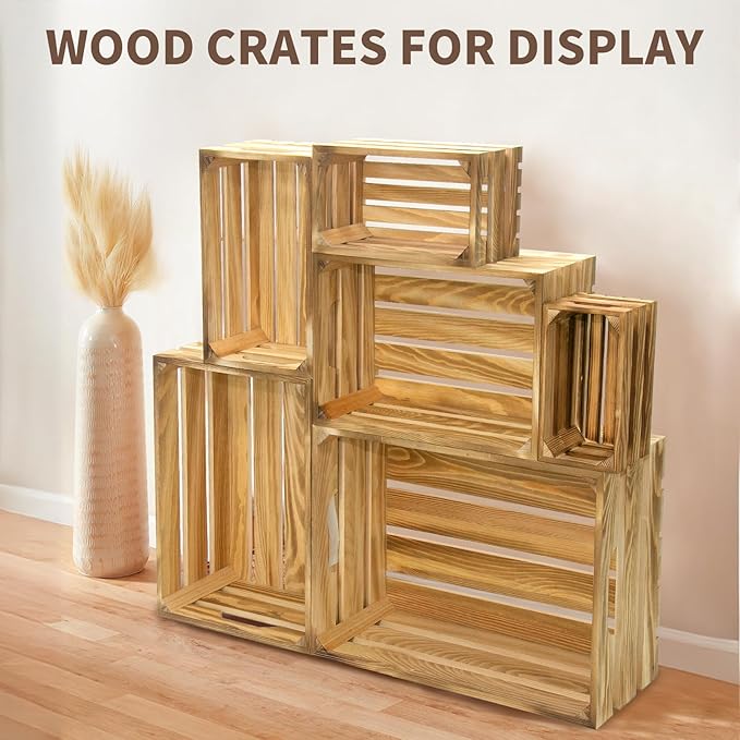 Extra Large 6 Pcs Decorative Wood Crates - Image 4