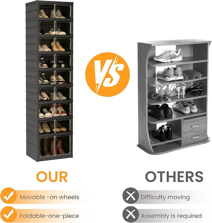 Foldable Shoe Organizer Storage Box, Portable Extra Large Folding Shoe Rack - Image 6