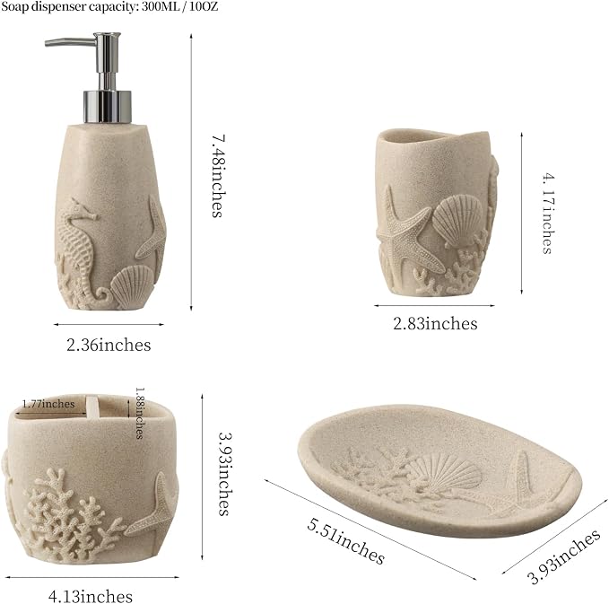 Bathroom Accessories Set, Toothbrush Holder, Soap Dish, Bathroom Countertop - Image 5