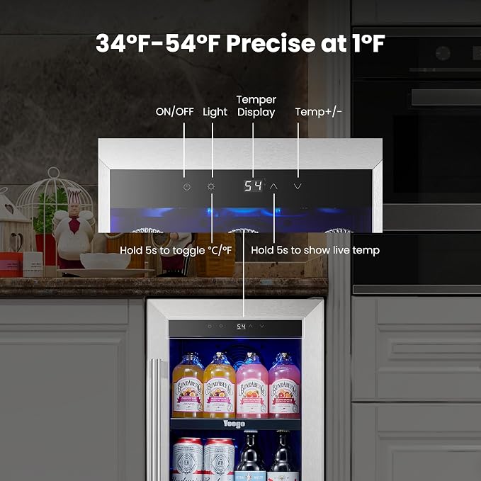 Yeego 15 Inch Beverage Refrigerator – 100 Can Mini Fridge - Image 2