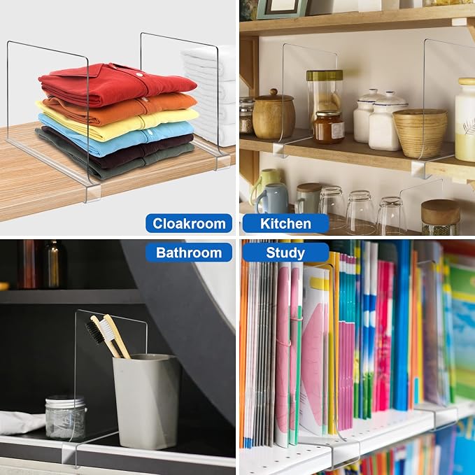 Acrylic Shelf Dividers for Closet Organization 4PCS Closet Shelf Divider Closet - Image 2