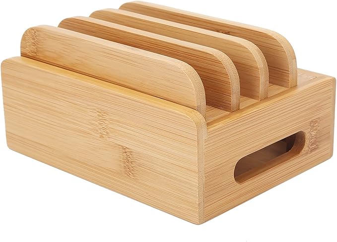 Pssopp Charging Station, Bamboo Organizer, Home or Office Desktop Charging Stand - Image 5