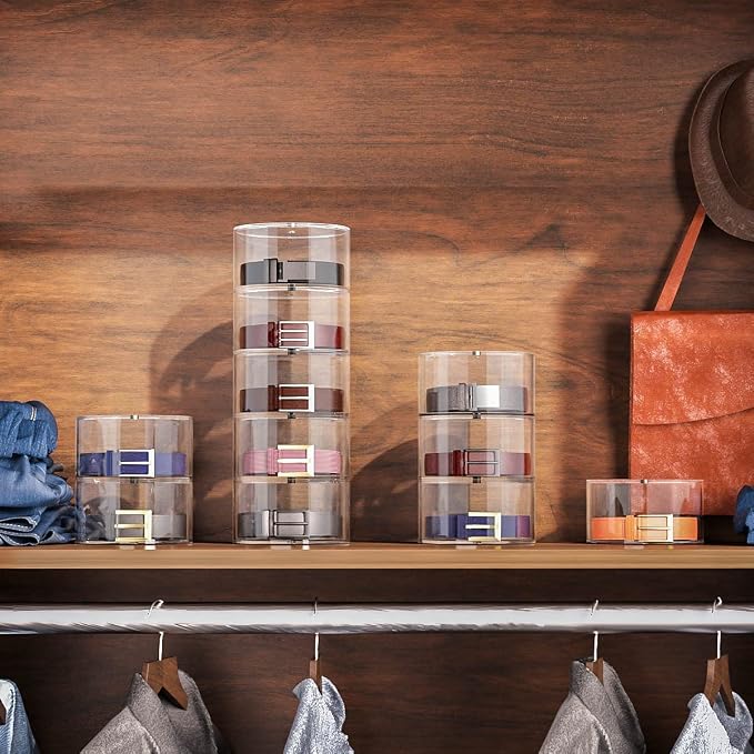 NIUBEE Belt Organizer, Acrylic 4 Layers Belt Case Storage Holder and Display - Image 4