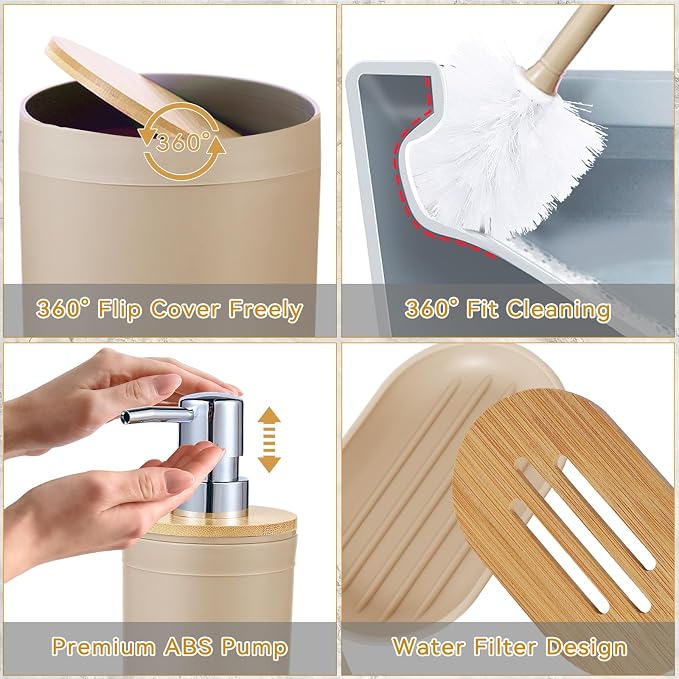 iMucci Bathroom Accessories Beige Bathroom Sets - Image 4