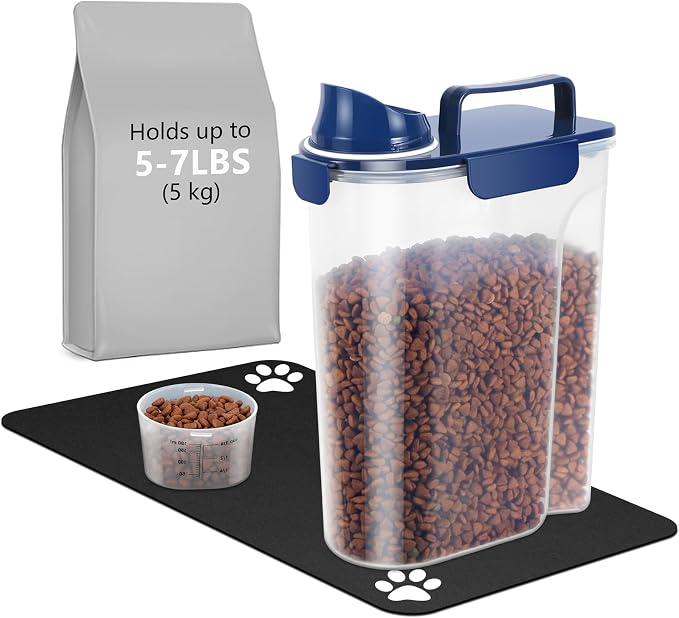 5-7Lbs Portable Airtight Dog Cat Food Container, Match Pet Feeding Mat Clean by LEAWALK