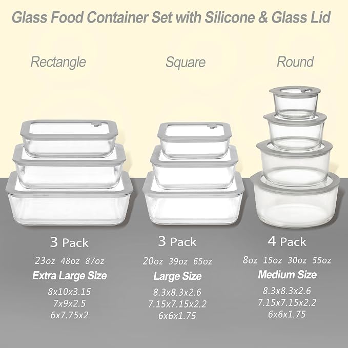 Glass Food Containers with Glass Lid, Microwave Safe Food Storage Container - Image 3