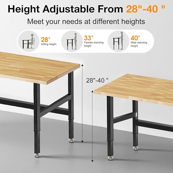 48”Folding Workbench, 2000 LBS Capacity Heavy Duty Workbench, Height Adjustable - Image 7