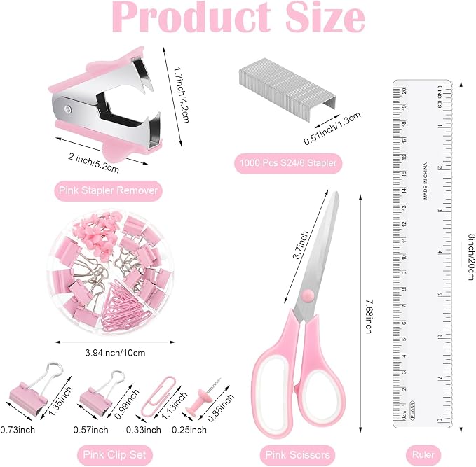 Pink Desk Organizers and Accessories, Tape Dispenser, 1000 Staples, Staple - Image 3