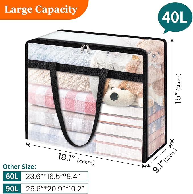 6 Pack Clear Storage Bags for Comforter, Clothes & Bedding, Plastic Blanket - Image 2