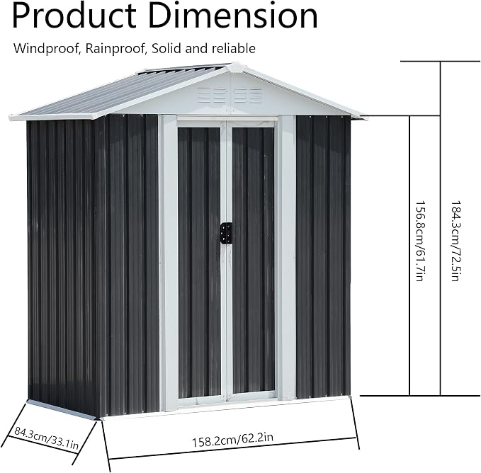 Ball & Cast 5x3FT Outdoor Storage Shed - Image 2