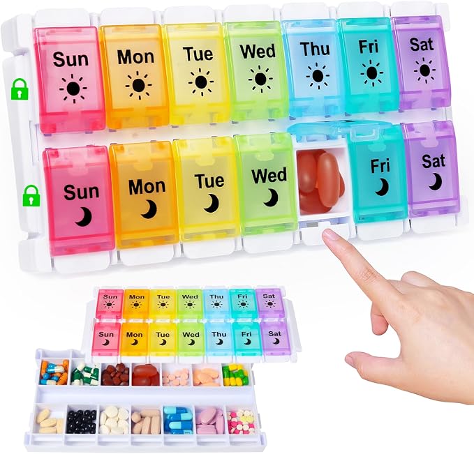 HRX Package Medicine Pill Boxes 7 Day AM/PM, Easy Fill & Open Medication by HRXPackage-ForAllYourPackagingNeeds