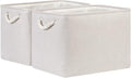 Bidtakay Large Fabric Storage Bins Beige Linen Closet Organizers Set of 2 by BidtakayBaskets