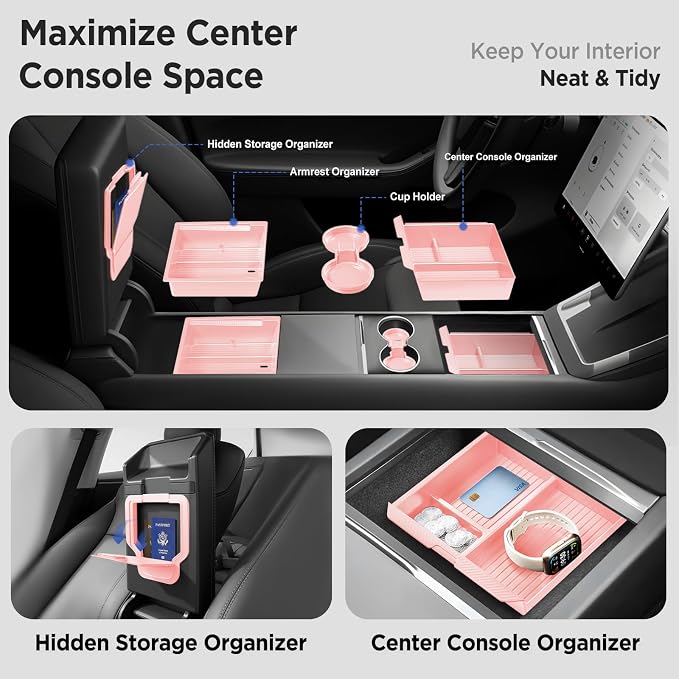 Center Console Organizer Tray for Tesla Model Y Juniper Accessories 2025 - Image 2