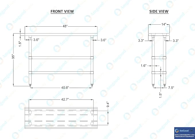 AmGood Stainless Steel Work Table - Image 9