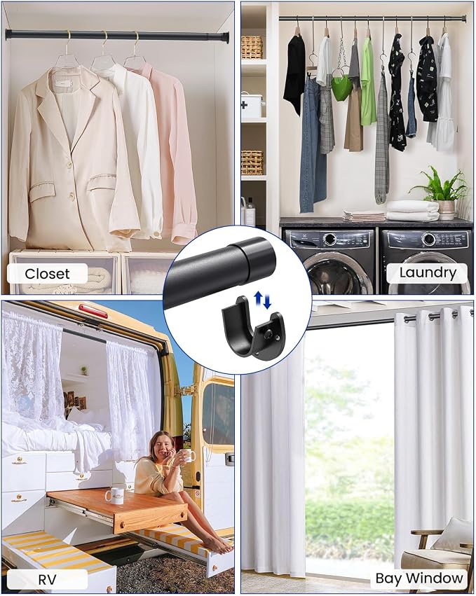 Closet Rods for Hanging Clothes, 17 to 99 Inches Stepless Adjustable Metal - Image 6