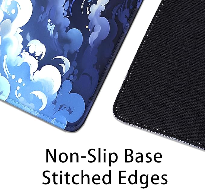 Blue Clouds Mouse Pad, Extended Stars Sky Dark Blue Clouds Mousepad Desk Pad - Image 6