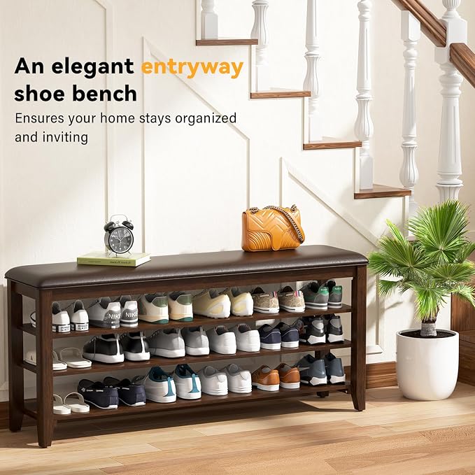 Shoe Bench Storage Rubberwood - Image 7