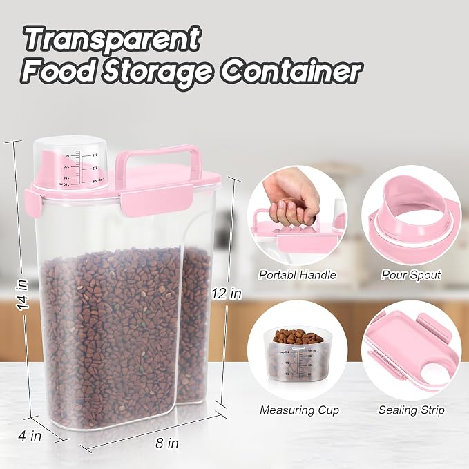 3+5Lbs 2Pack Small Cat Dog Food Storage Containers BPA Free, Airtight Pet Food - Image 2