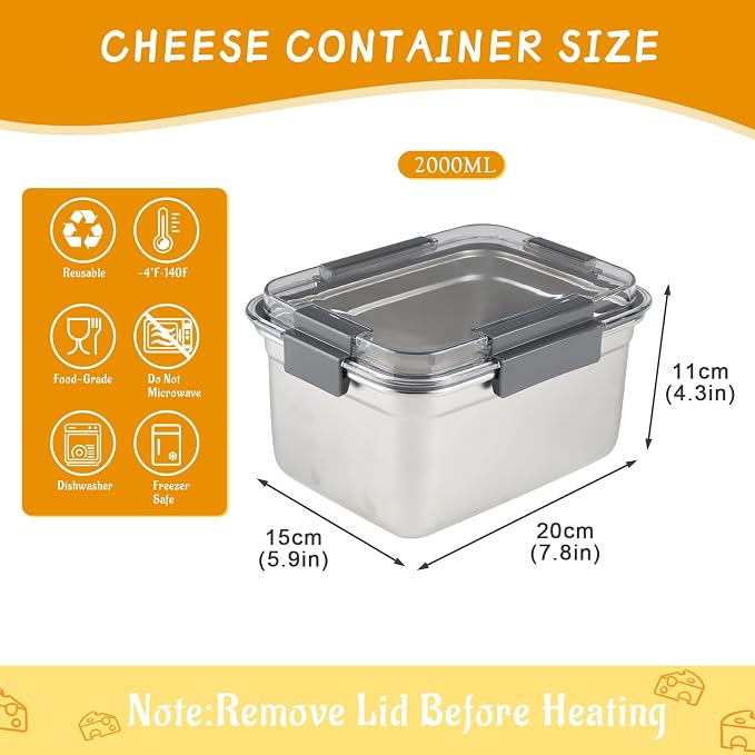 Cheese Container for Refrigerator, Cheese Stainless Steel Container - Image 7