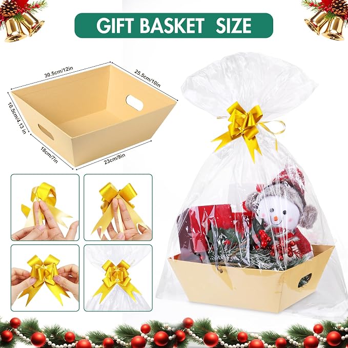 AFOROEOA 20PACK Baskets for Gifts Empty, 10x12”Thick Kraft Gift Basket - Image 2