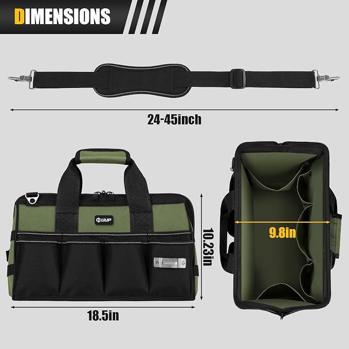 18-Inch Large Tool Bag, 16-Pocket Portable Tool Box Organizer Storage, Heavy - Image 2