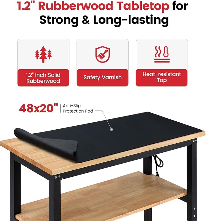 Adjustable Height Work Bench 48 x 20 Workbench - Image 2