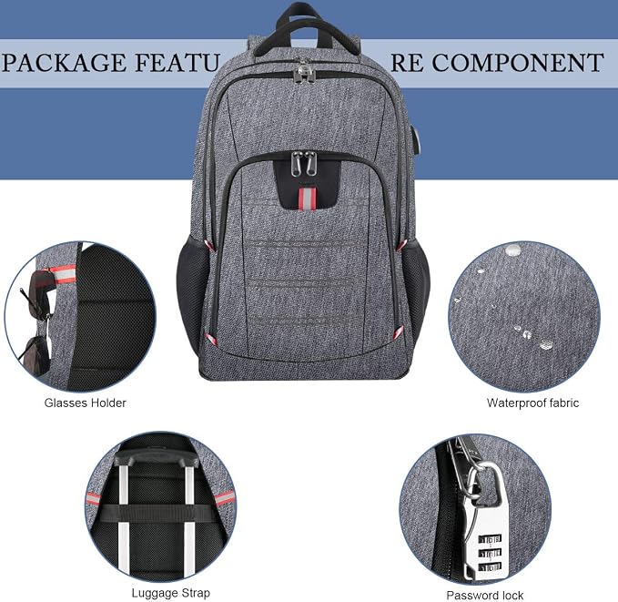 Della Gao Laptop Backpack for Men, Large Anti-Theft Business Travel Backpack - Image 6