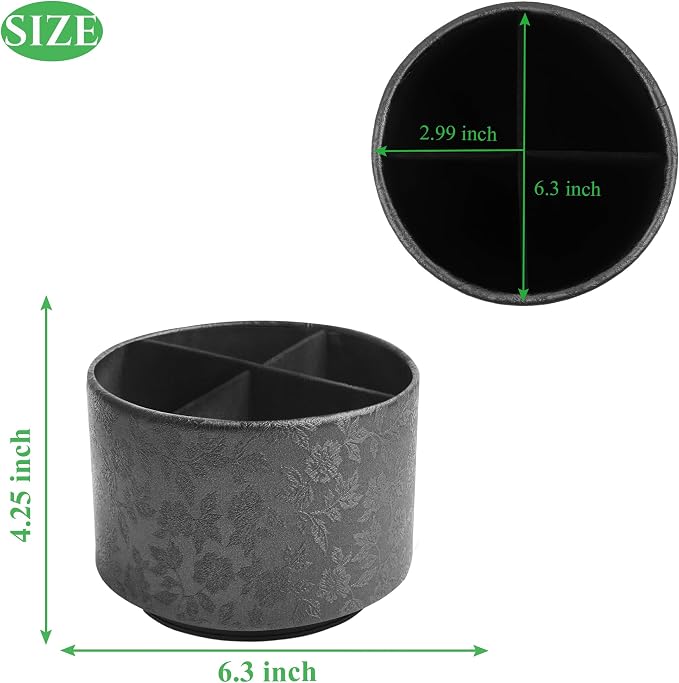 lizimandu Round Leather Art Supply Organizer, Remote Control Holder, 360 Degree - Image 2