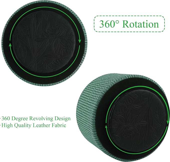 Round Leather Art Supply Organizer, Remote Control Holder, 360 Degree Spinning - Image 4