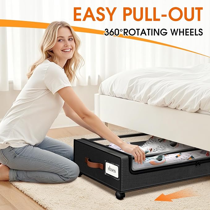 Under Bed Storage with Wheels 1Pack Storage Containers with Clear Window&Label - Image 4
