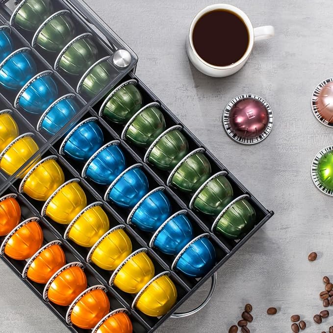 FlagShip Vertuo Pod Holder- Modern Glass Top Coffee Capsule Organizer & - Image 6