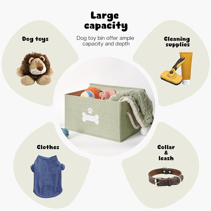 Dog Toy Basket with Lid, Dog Basket - Image 2