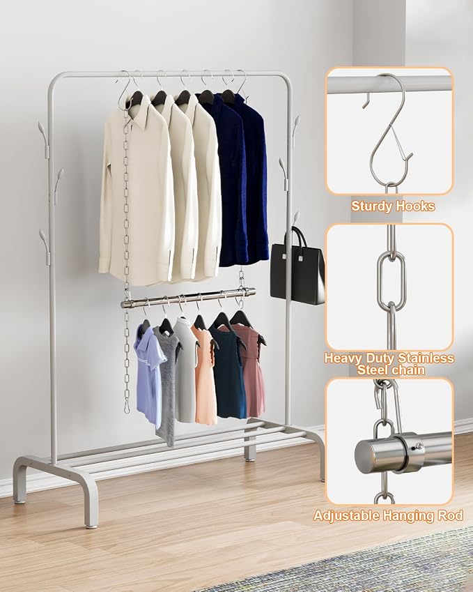 Hanging Closet Rod, Adjustable Width and Height Closet Rods Extender, 17-28inch - Image 7