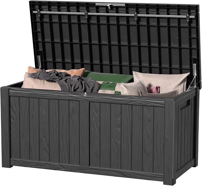 120 GallonOutdoor Storage Box, Resin Deck Boxes Waterproof, IndoorOutdoor Bin by GGYI