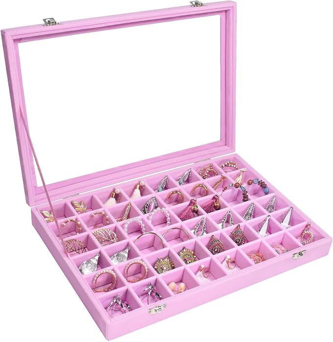 Velvet Jewelry Tray 48 Grid Jewelry Display Tray Organizer Box by Siveit