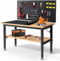 Work Table for Garage 60 x 22 Inch Adjustable Height Workbench Heavy Duty by ENJOYWOOD
