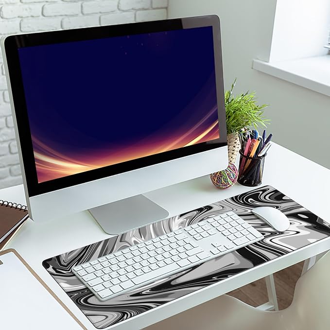 Desk Mat, Fluid Pattern Extended Gaming Mouse Pad, Large Non-Slip Rubber Base - Image 6