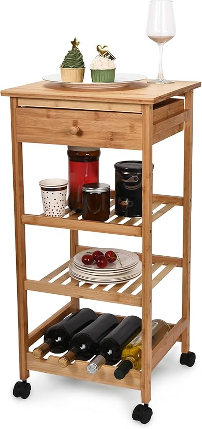Hallops Kitchen Cart with Drawer and Basket by Hallops